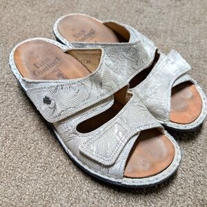 Finn Comfort Leather Sandal Sansibar Silver White Womens EU 36 US 6-6.5 Germany
